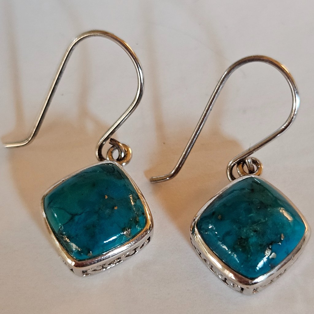 New Sterling Silver And Turquoise Drop Earrings 35$